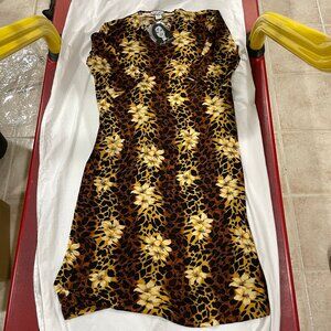 NWT Carolyn Straus Women's Sz 2X Maxi Dress Leopard & Lilly Print Made in USA